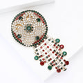 Alloy Rhinestone Round Chain Brooch Pin For Women's Apparel view 4