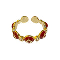 Light Luxury Copper Bangle With Red Enamel Zircon Geometric Open Ring Design view 5