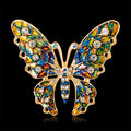 Blue Gold Tone Butterfly Crystal Enamel Metal Brooch Pin 4.6 x 5.3 cm view 2