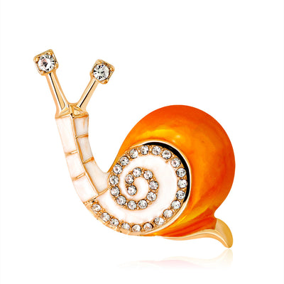 Front product view of the snail brooch pin in gold