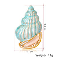 Blue Aqua Gold Tone Conch Shell Metal Brooch Pin for Jackets and Lapels view 3