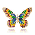 Green Gold Tone Butterfly Sculpted Crystal Enamel Metal Brooch Pin view 1