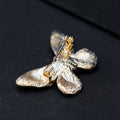 Green Gold Tone Butterfly Sculpted Crystal Enamel Metal Brooch Pin view 5