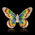 Green Gold Tone Butterfly Sculpted Crystal Enamel Metal Brooch Pin view 2