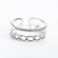 Rose Gold Tone Chain and Clear Look Double Band Open Ring view 4