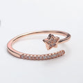 Rose Gold Tone Star Clear Look Adjustable Open Band Ring view 5