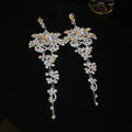 Copper Rhinestone Teardrop Tassel Drop Earrings With Silver Pins, European Style view 4