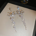 Copper Rhinestone Teardrop Tassel Drop Earrings With Silver Pins, European Style view 2