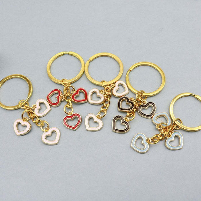 Zinc Alloy Enamel Heart Keychain For Backpack Bag Charm