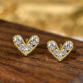 Versatile Commuter Heart Stud Earrings For Women, Petite Micro Inlaid Zircon Daily Jewelry view 2
