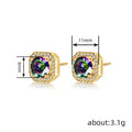 Colorful Geometric Zircon Earrings For Women, Sparkling Niche Daily Fashion Jewelry view 4