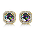 Colorful Geometric Zircon Earrings For Women, Sparkling Niche Daily Fashion Jewelry view 6