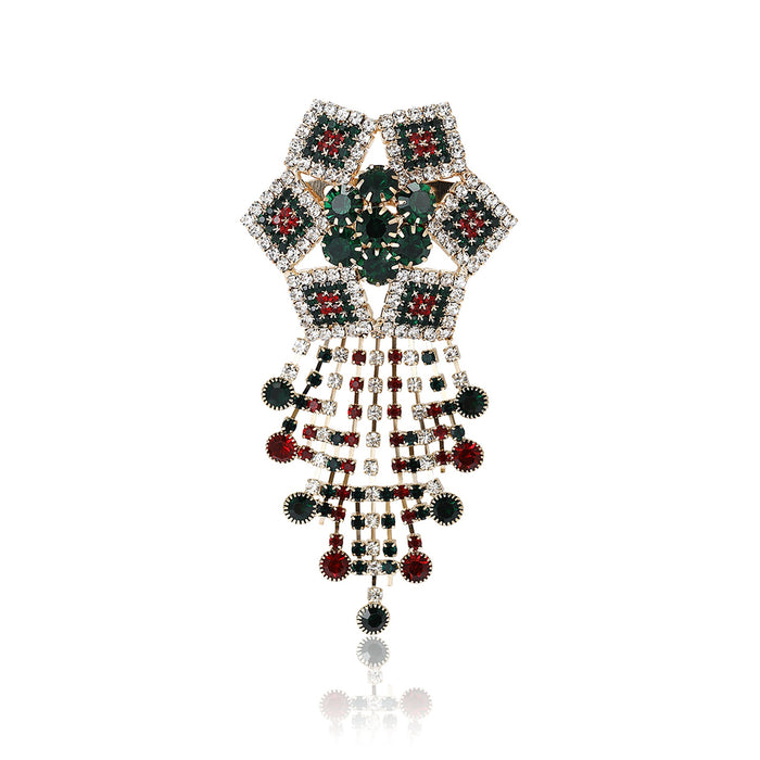 Alloy Rhinestone Star Chain Brooch Pin For Womens Versatile Apparel