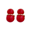 Light Luxury Vintage Red Round Pearl Copper Stud Earrings For Women view 5