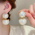 Light Luxury Vintage Red Round Pearl Copper Stud Earrings For Women view 4