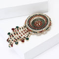 Alloy Rhinestone Round Chain Brooch Pin For Vintage Fashion Wear view 3