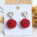 Fabric Wrapped Ball Stud Earrings in Ten Patterns and Lengths view 10