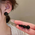 Gold Plated Alloy Geometric Red Round Stud Earrings With Silver Posts For Women view 4