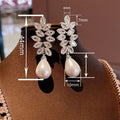 Marquise Leaf Earrings For Women, Teardrop Faux Pearl Light Luxury Dangle Jewelry view 4