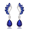 Silver Tone Winged Leaf Crystal Tassel Five Designs Metal Dangle Earrings view 7