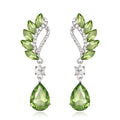 Silver Tone Winged Leaf Crystal Tassel Five Designs Metal Dangle Earrings view 3