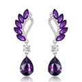 Silver Tone Winged Leaf Crystal Tassel Five Designs Metal Dangle Earrings view 5