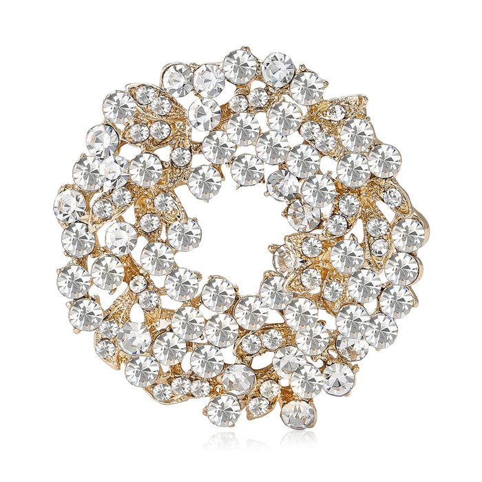 Alloy Rhinestone Wreath Brooch Pin For Women's Suits And Coats