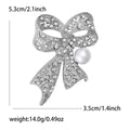 Alloy Rhinestone Pearl Bow Brooch Vintage Women Clothing Pin view 7