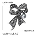 Alloy Rhinestone Pearl Bow Brooch Vintage Women Clothing Pin view 6