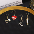 Medical Theme Red Heart ECG Syringe Stethoscope Enamel Alloy Drop Dangle Women's Fashion Earrings view 1