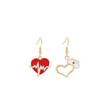 Medical Theme Red Heart ECG Syringe Stethoscope Enamel Alloy Drop Dangle Women's Fashion Earrings view 5