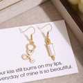 Medical Theme Red Heart ECG Syringe Stethoscope Enamel Alloy Drop Dangle Women's Fashion Earrings view 4