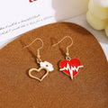 Medical Theme Red Heart ECG Syringe Stethoscope Enamel Alloy Drop Dangle Women's Fashion Earrings view 2