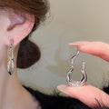 Minimalist Alloy Silver Needle Flame Gourd J Shape Stud Earrings For Women Light Luxury Geometric Style view 4
