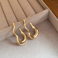 Minimalist Alloy Silver Needle Flame Gourd J Shape Stud Earrings For Women Light Luxury Geometric Style view 3
