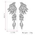Black Silver Tone Crystal Leaf Dangle Tassel Crystal Metal Dangle Earrings view 2