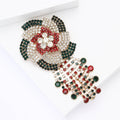 Alloy Rhinestone Gradient Flower Tassel Brooch Pin For Women'S Apparel view 4