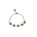 Luxury Palace Style Copper Bangle With Geometric Square Blue Zircon Floral Design view 5