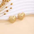 Vintage Stainless Steel Heart Flower Wrinkle Bow Stud Earrings For Women Light Luxury Jewelry view 3