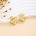 Vintage Stainless Steel Heart Flower Wrinkle Bow Stud Earrings For Women Light Luxury Jewelry view 4
