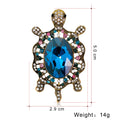 Blue Gold Tone Turtle Crystal Two Designs Metal Brooch Pin view 3