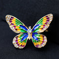 Green Gold Tone Butterfly Sculpted Crystal Enamel Metal Brooch Pin view 4