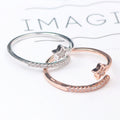 Rose Gold Tone Star Clear Look Adjustable Open Band Ring view 3