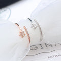 Rose Gold Tone Star Clear Look Adjustable Open Band Ring view 1