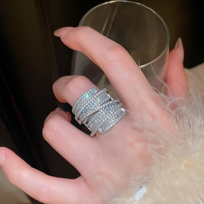 Copper Zircon Wrap Geometric Ring Style Bracelet For Women Korean Minimalist Light Luxury Jewelry