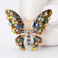 Blue Gold Tone Butterfly Crystal Enamel Metal Brooch Pin 4.6 x 5.3 cm view 4
