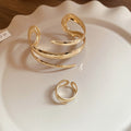 Alloy Wide Line Hollow Open Ring For Women view 3