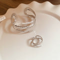 Alloy Wide Line Hollow Open Ring For Women view 4