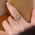 24K Gold Plated Copper Hollow Flower Geometric Ring Bracelet Vintage Minimalist Jewelry view 3