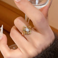 24K Gold Plated Copper Hollow Flower Geometric Ring Bracelet Vintage Minimalist Jewelry view 1